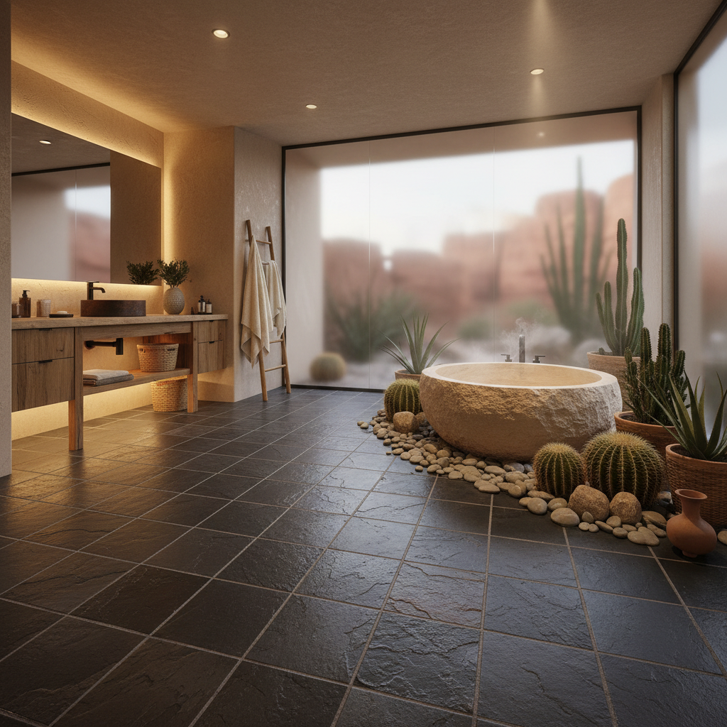 Slate tile cleaning and sealing service by Night and Day Stone