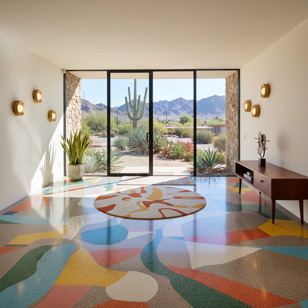 Terrazzo floor restoration and diamond polishing service