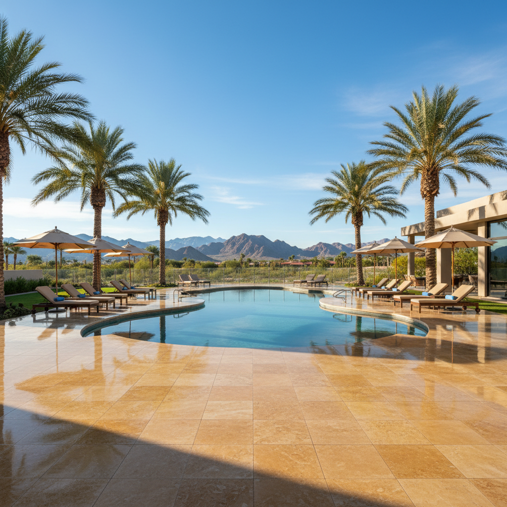 Travertine floor cleaning, sealing and restoration service in Las Vegas